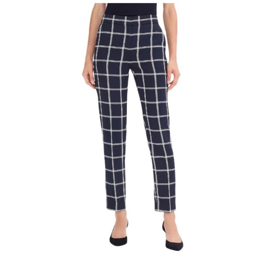 J.Crew Pants Womens 4 Navy Blue French Girl 365 Slim Crop Windowpane Classic